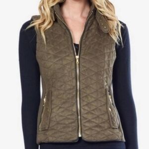 Fate Quilted Moto Vest Olive Green Medium